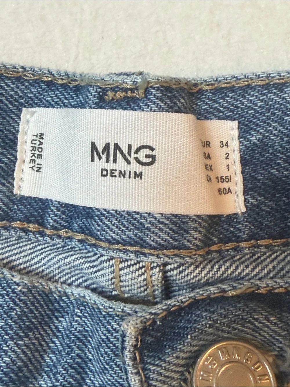 MNG Denim Bermuda Shorts Size 2 Blue White Bleached NWT